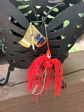 Buzz-bait Hard Hook Aluminum Blade Fishing Lure Red w/Gold Spinner 1/4 Obie’s HM