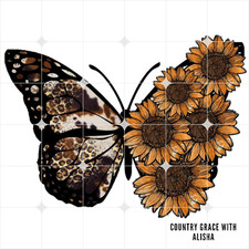 Sublimation Print Sunflower Butterfly Ready to Press Heat Transfer