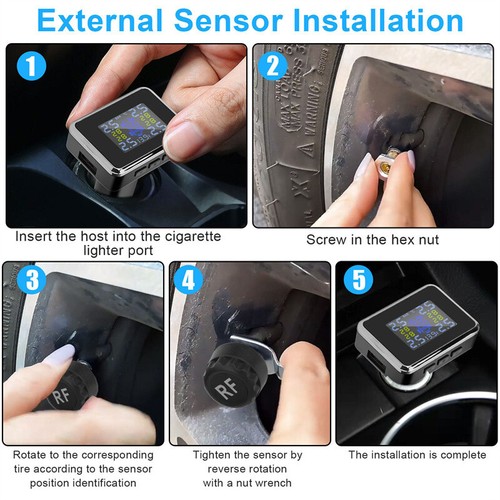 12V Wireless USB Car Tire Pressure Monitoring System TPMS + 4 External Sensors - Picture 5 of 8