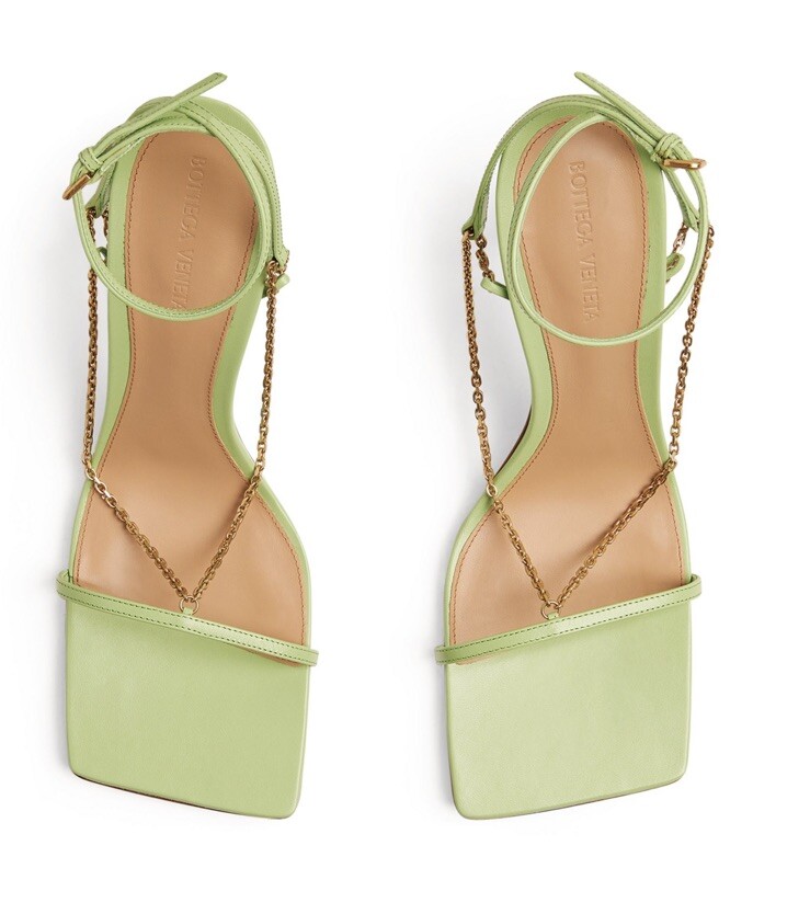 Bottega Venetta stretch sandals in pistachio green leather