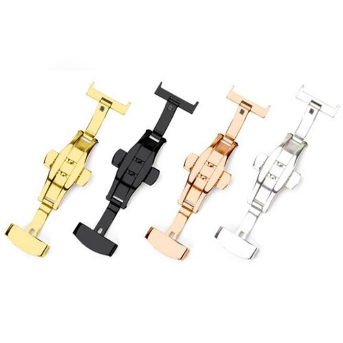 Butterfly Deployment Buckle Watch Clasp Double Push Button Strap Band Foldable - Afbeelding 1 van 15