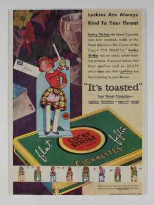 1931 Lucky Strike It's Toasted Fortune Ad Matted 12x16
