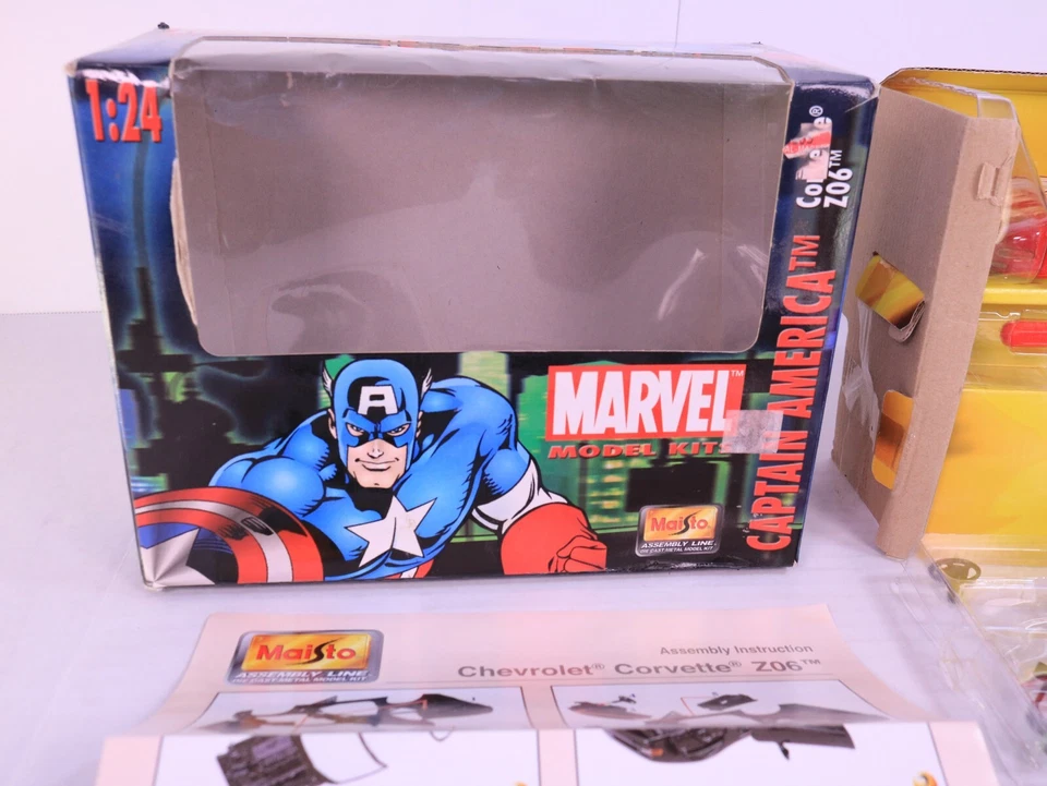 Наборы моделей Marvel Captain America Corvette Z06 масштаб 1:24 Maisto, открытая коробка см. P - Изображение 4 из 4