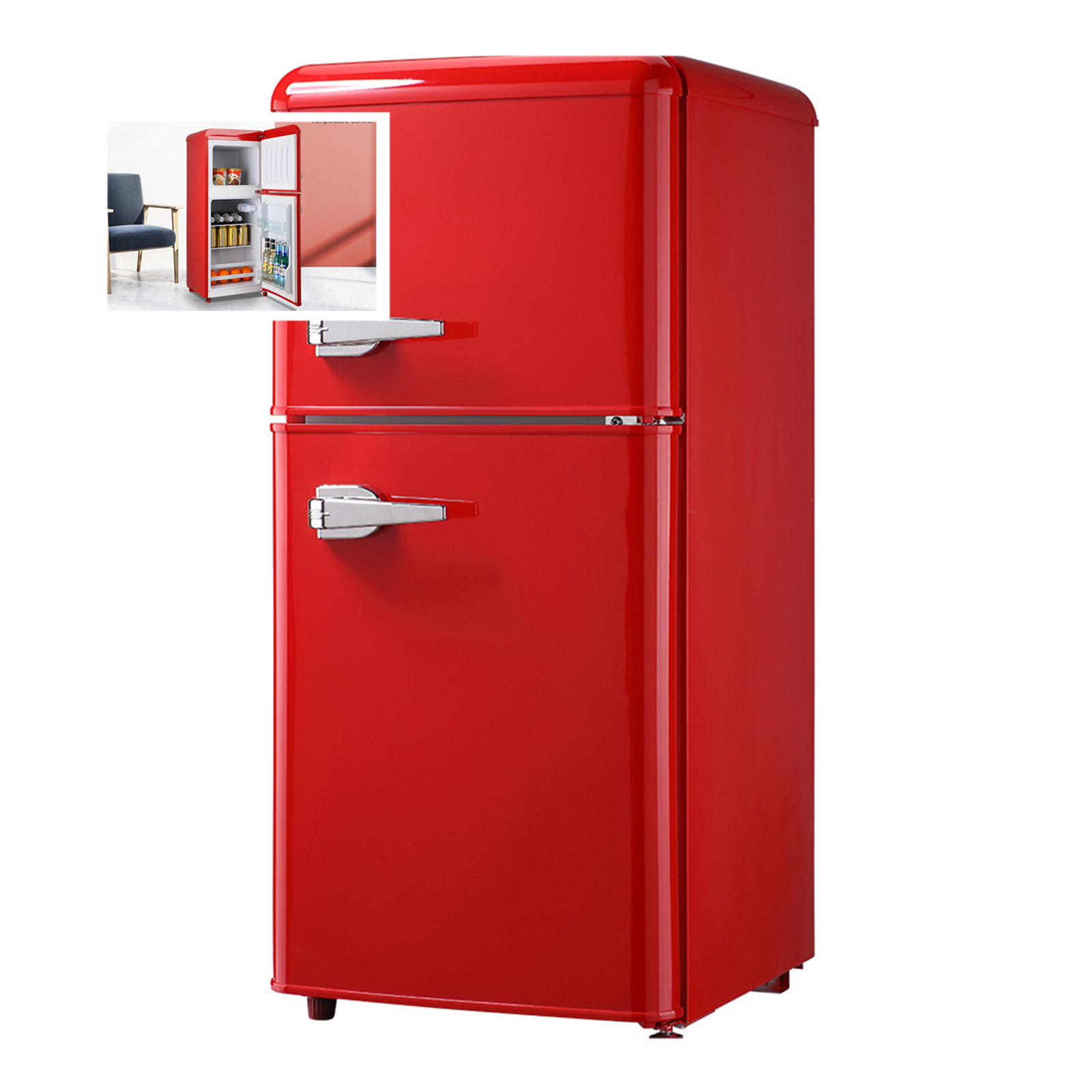 3.5Cu.Ft Mini Compact Refrigerator 2 Door 7 Level Thermostat