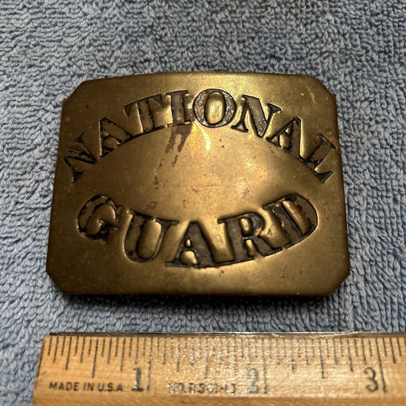 NATIONAL GUARD CLIPPED CORNER BRASS BELT PLATE… MKD: WILKENSON