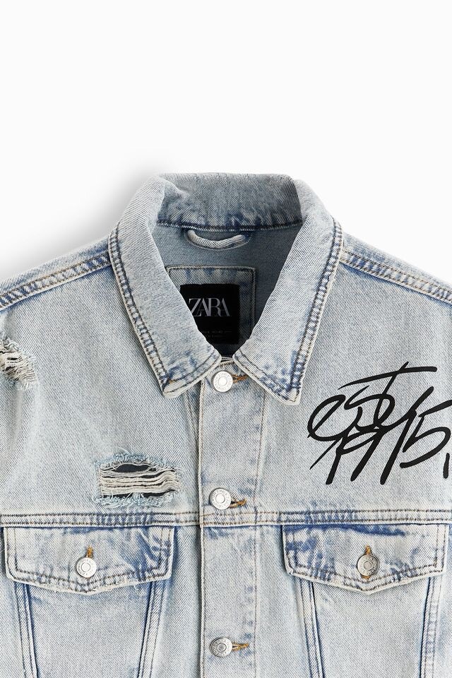 【新品タグ付き】ZARA グラフィティアート デニムジャケット M ストリート系 zara-basquiat-001.jpg
