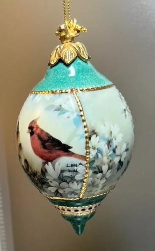VTG Bradford Editions Ornaments Birds Natures Poetry Porcelain Lena Liu 22K XMAS - Picture 5 of 16