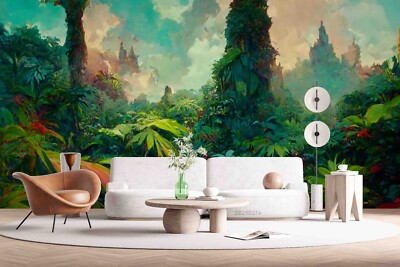 3D Watercolor Green Forest Plant Self-adhesive Removable Wallpaper Murals 90