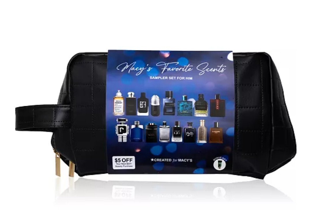 Macy's Favorite Scents 18 pcs Sampler Set For Him with Dopp Bag