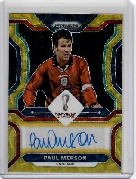 2022 Panini Prizm World Cup Paul Merson #S-PME Signatures Choice Gold /10 Auto view 1