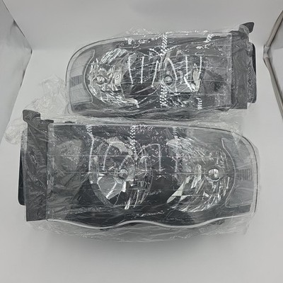 Pair Clear Black Headlights Headlamps Fit For 2002-2005 Dodge Ram 1500 2500 3500