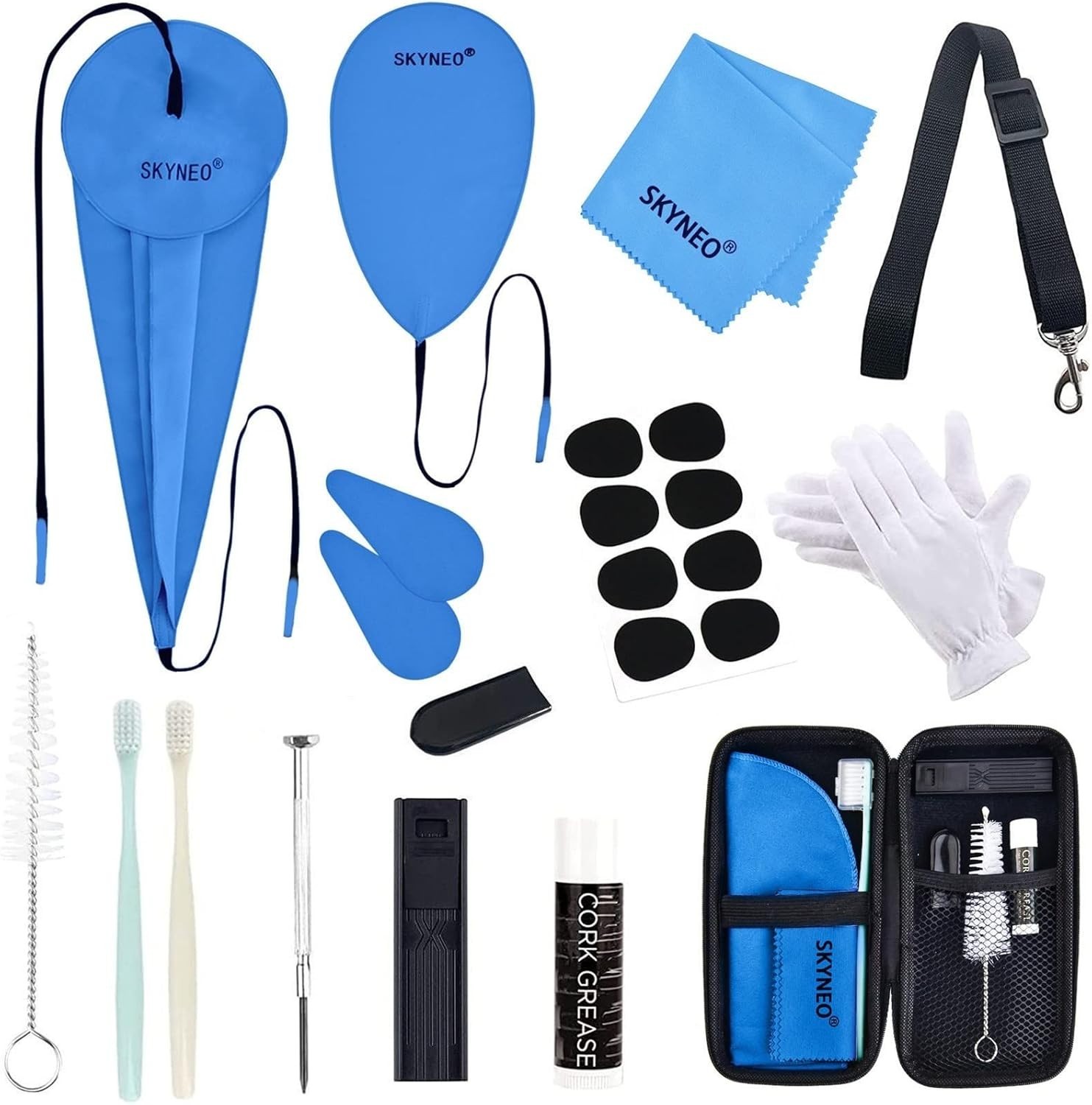 Saxophone and Clarinet Cleaning Kit with Cork Grease Swab Reed Case Brush