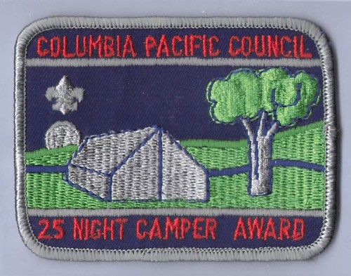 Patch San Diego County Council 25 Night Camper Boy Scout CA Blue Border 4x3" - Photo 1/3