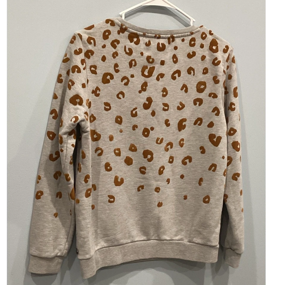 Moletom Feminino Scotch & Soda Tamanho XS Cinza Estampa de Leopardo Veludo Preppy Casual - Imagem 4 de 4