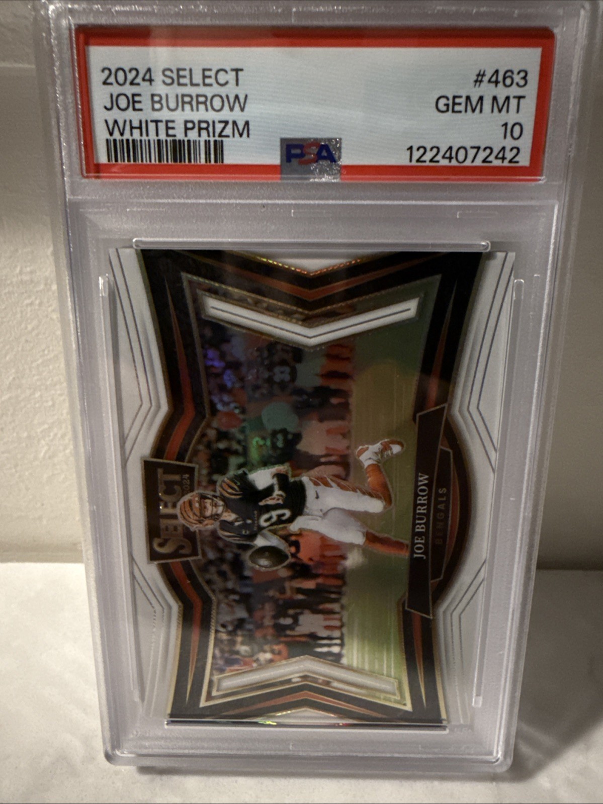 2024 Panini Select #463 Joe Burrow White Prizm /35 Field Level PSA 10 Gem