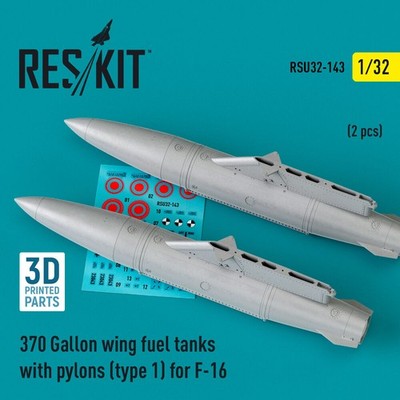 ResKit RSU32-0143 - 1:32 370 Gallon wing fuel tanks with pylons (type 1) for F-1