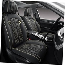 Seat Covers for Cars, Waterproof 2 Seat Covers Front Only Black Beige Line