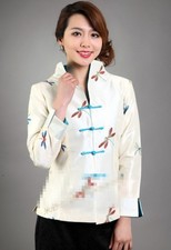Women Chinese Tang Jacket Silk Satin Cheongsam Coat Slim Hanfu Retro Outwear Top