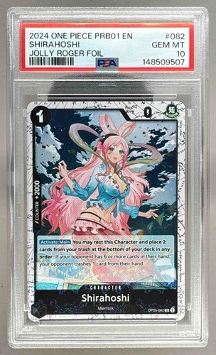 148509507 Shirahoshi 2024 One Piece The Best #OP05-082 Jolly Roger Foil PSA 10