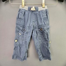 Genuine Kids OshKosh Cargo Pants 12M Blue Elastic Waist Cotton Utility Trousers