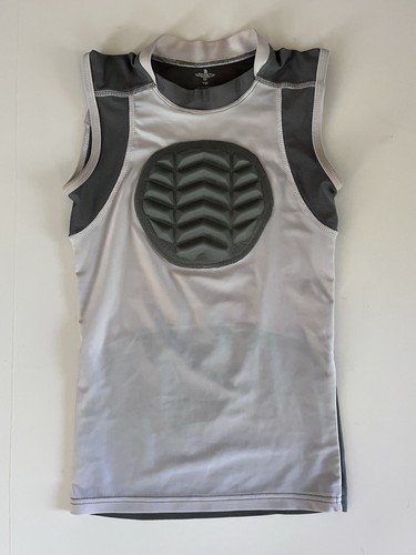 White Gray Youth Sz M Baseball Softball Chest Protector Padded Compression Shirt