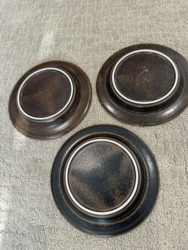 3 Vintage Brown Arabia of Finland Ruska 7" Side Salad Bread Plate Stoneware - Picture 6 of 7
