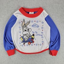 Baby Looney Tunes Bugs Bunny Pajama Top Kids 3T Blue Red Vintage 1998
