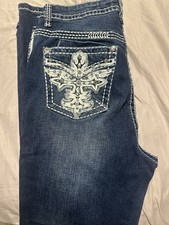 Miss Me Women's Medium Wash Blue Skinny Jeans Stretch Embroidered Pockets