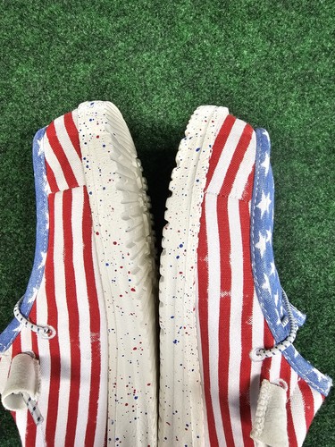 Hey Dude Shoes Boy Youth Sz 5 Wmn Sz 6 Wally Patriotic Stars and Stripes - Picture 10 of 20