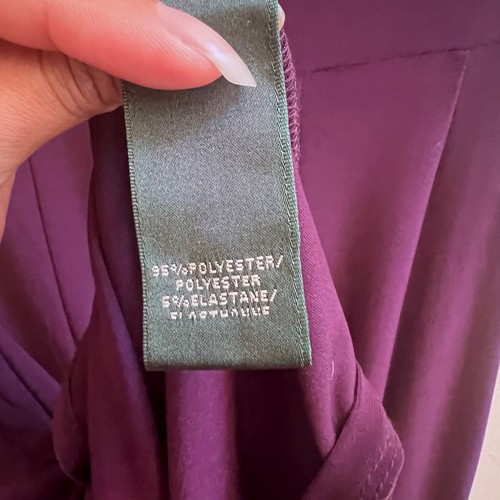 Lauren Ralph Lauren V-Neck Cap Sleeves Purple A-Line Midi Dress Women's Size 6 - Picture 8 of 8