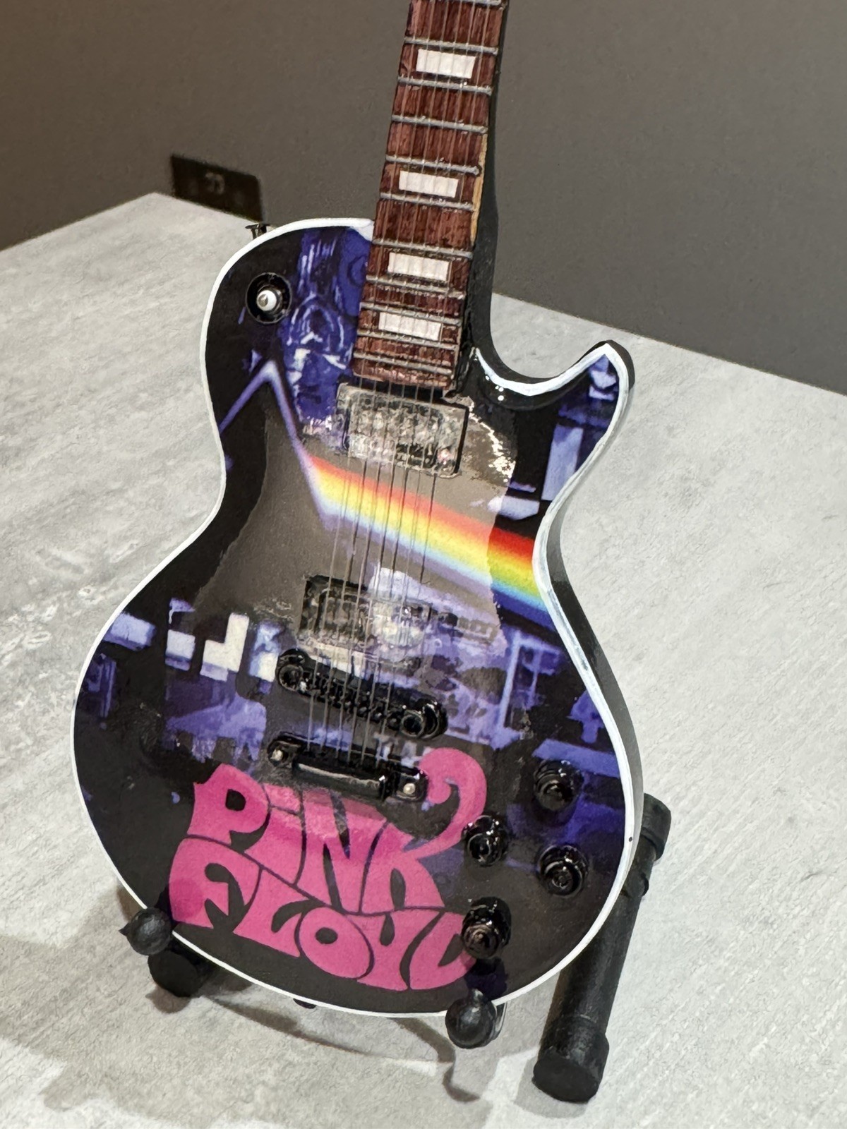 Pink Floyd miniature Guitar - 10 inches tall - includes stand - UK stock