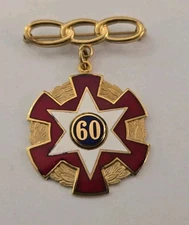 Order Of The Odd Fellows 60 Year Service Pin Goldtone W Enamel Idaho 4008