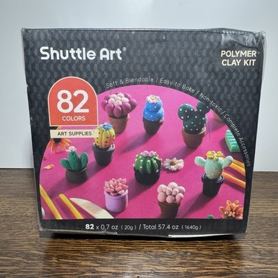Clay Shuttle Art 82 Colors Oven Bake Modeling Clay Kit, 19 Clay Tools DIY New