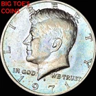 1971-D TONED KENNEDY HALF DOLLAR , VERY BEAUTFUL COIN, FAST SHIPPING
