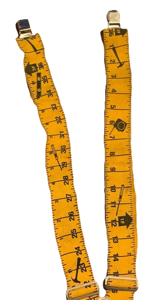 (2)-Suspensores de trabajo con patrón de regla artesanal de cuero personalizados, talla 1 para todos. 110RUL Foto 4 de 4