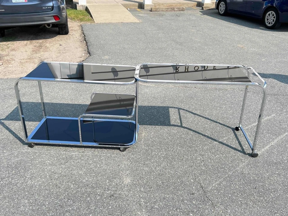 Carro de barra de vidrio cromado Milo Baughman DIA Design Institute of America Mid Century Foto 4 de 4