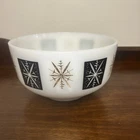 Vintage, Federal, Milk Glass Atomic Starburst Bowl 8”, 2.5qts, Gold/Black Print