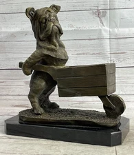 Vintage Genuine Bronze Bulldog Metal Art Deco Bookends Dog Figures Decor