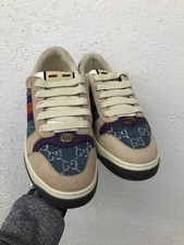 GUCCI Nubuck Monogram Web Mens Screener Sneakers Size 8 US 7 UK 41 EU Blue L3