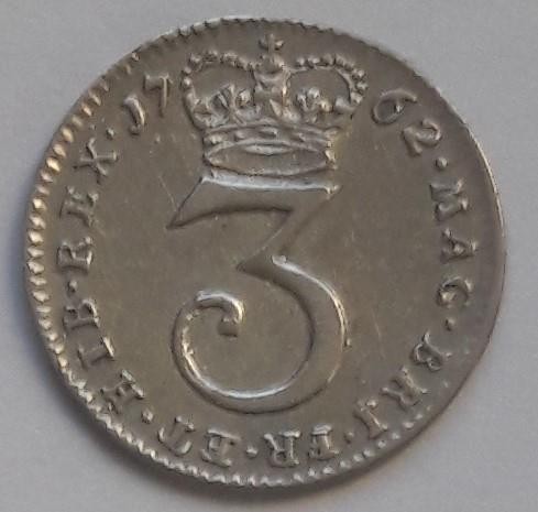 1762 Threepence Coin George III Silver High Grade
