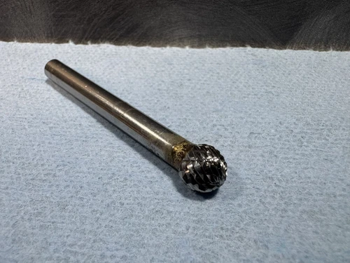 New Norseman USA Made Dbl. Cut Carbide Burr SD-3 Ball 1/4” Shank, 3/8” Head