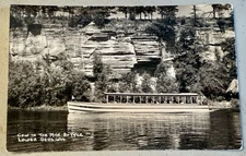 REAL PHOTO POSTCARD COW IN THE MILK BOTTLE LOWER DELLS WISCONSIN RPPC