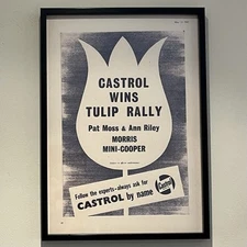 BMC Morris Mini Cooper Mk1 Tulip Rally Win 1962 Castrol Garage Wall Art Poster