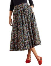 EUC Boden Corinne Womens 2R Multi Color Floral Cotton A-Line Midi Lined Skirt