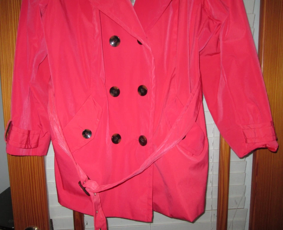 Relativity Double Breasted Raincoat Women's 2X Lined Coral Belt - Image 3 of 4