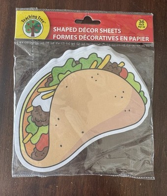 Teaching Tree Paper Shaped Decor Sheets - Taco - 36 Count NEW SEALED PKG