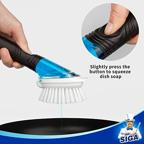 Soap Dispensing Dish Brush, Kitchen Brush for Pot Pan Sink Cleaning, Black - Picture 4 of 7