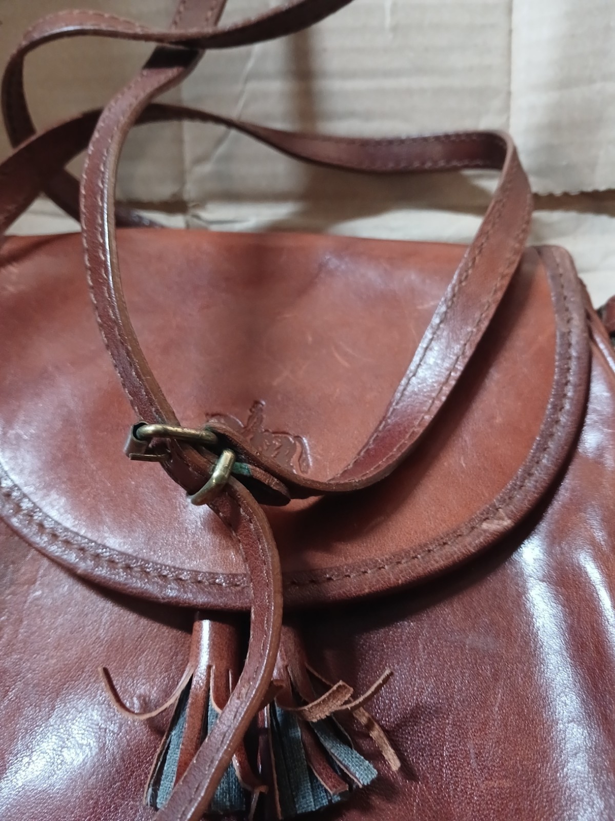 Borsa a tracolla in pelle marrone vintage foto 5