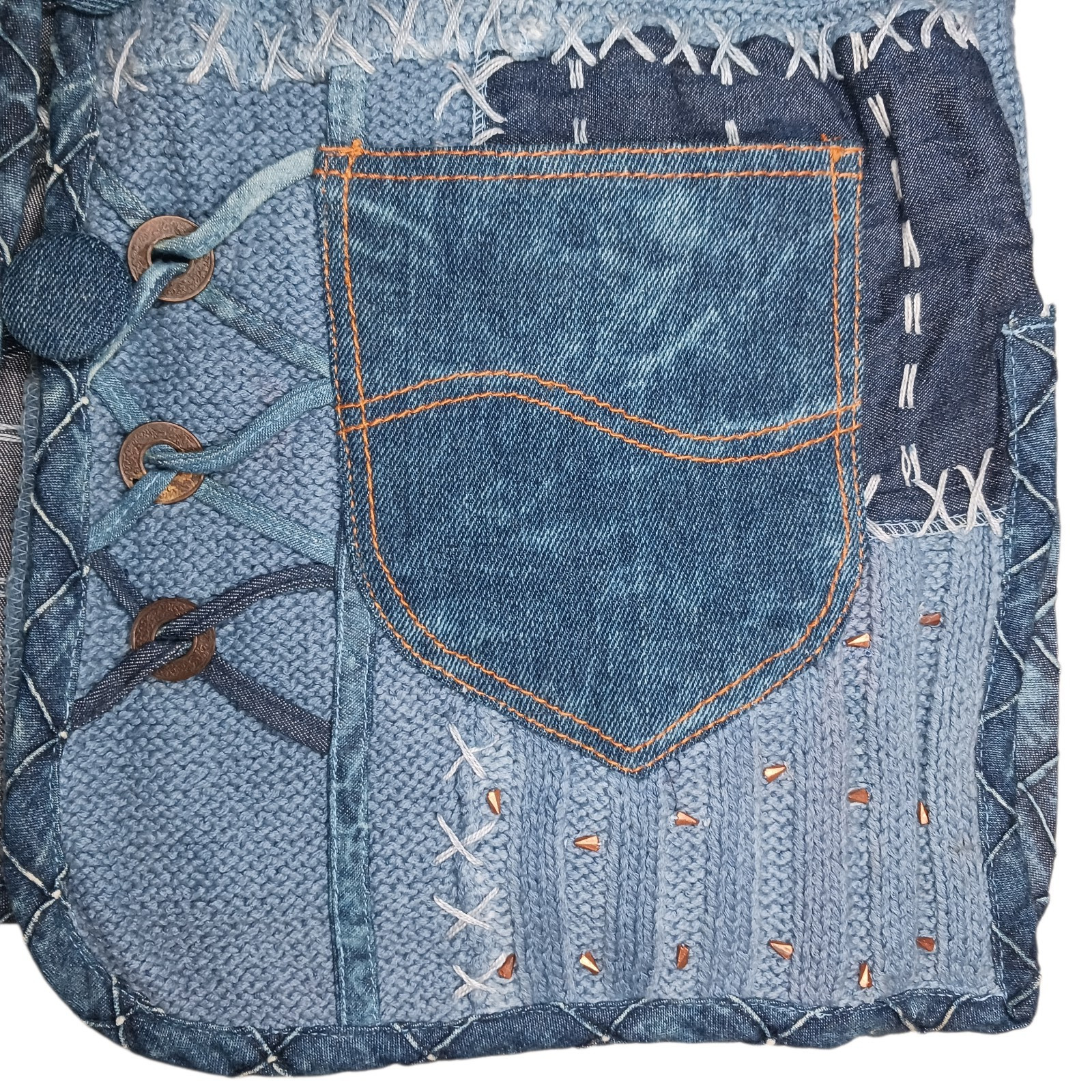 VTG Sandy Starkman 3D Cable Knit Patchwork Cardig… - image 9