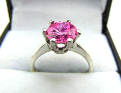 925 Sterling Silber Ring rosa CZ Stein Größe K 1/2 USR018